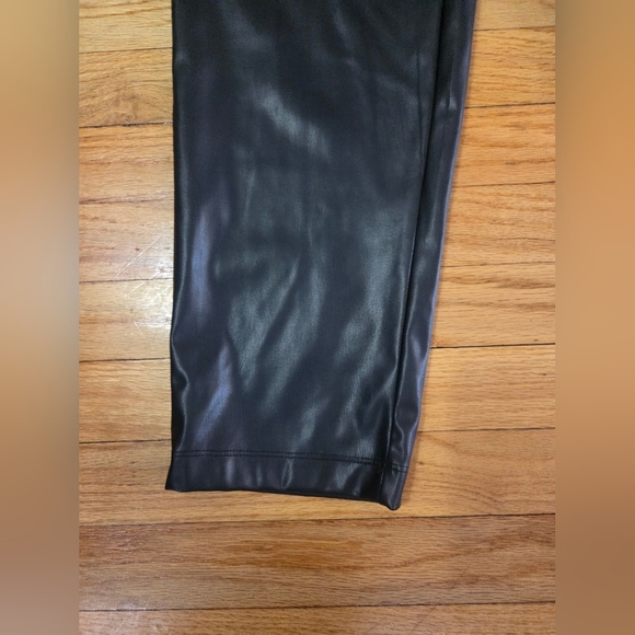 Who What Wear Black High-Waisted Faux Leather Trousers with Tie Waist EUC Size 2 - Picture 8 of 14